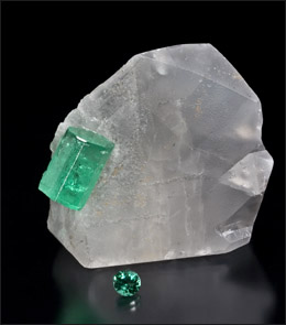 Emerald on Calcite gemstone Coscuez Colombia