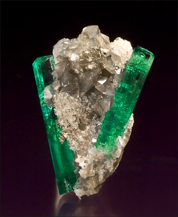Emerald on calcite thumbnail Muzo Colombia